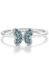 elegant sterling silver butterfly blue cubic zirconia birthstone baby ring